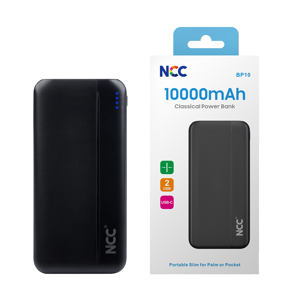 NCC BP10 10000mAh Slim Power Bank – Dual USB with Fast Charging