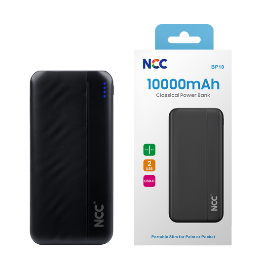 NCC BP10 10000mAh Slim Power Bank – Dual USB with Fast Charging